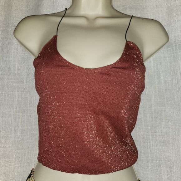 Free People Sparkly Rust Crop Camisole - Picture 1 of 6